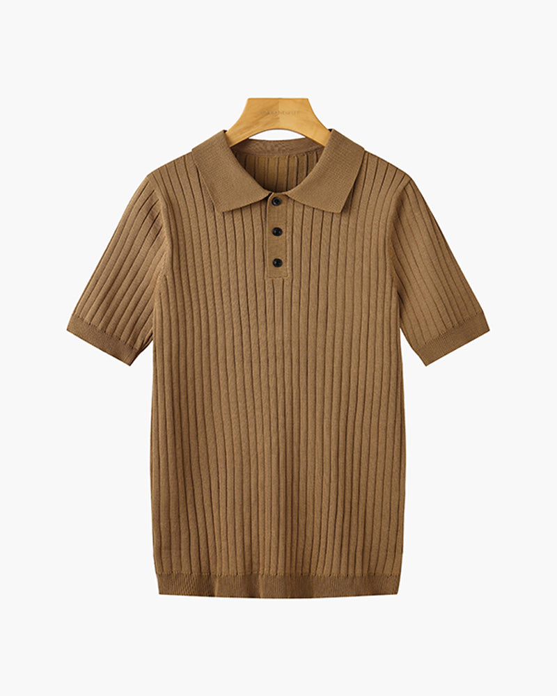 Polo homme en maille côtelée, manches courtes