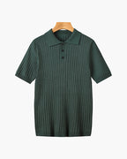 Ribstrikket poloshirt til mænd med korte ærmer