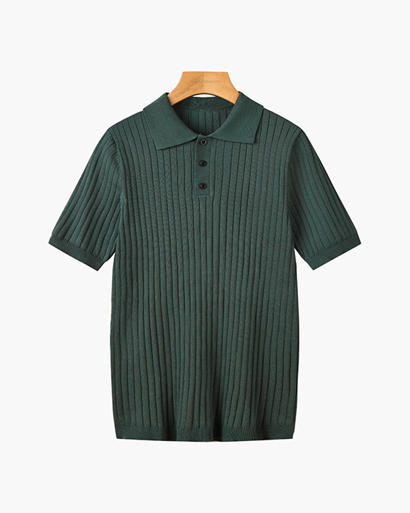 Polo homme en maille côtelée, manches courtes