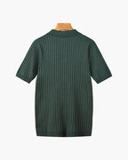 Ribstrikket poloshirt til mænd med korte ærmer