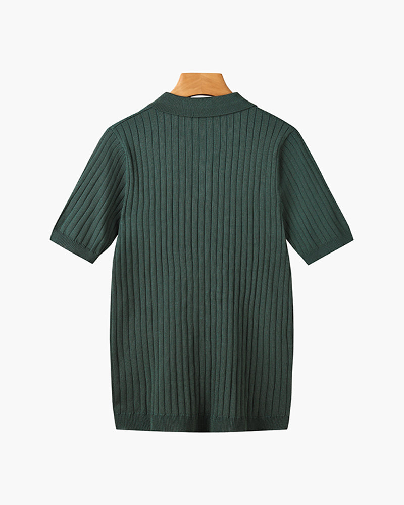 Polo homme en maille côtelée, manches courtes