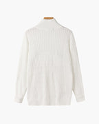 Unisex sweater med høj krave, struktur og lynlås