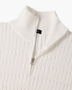 Unisex sweater med høj krave, struktur og lynlås