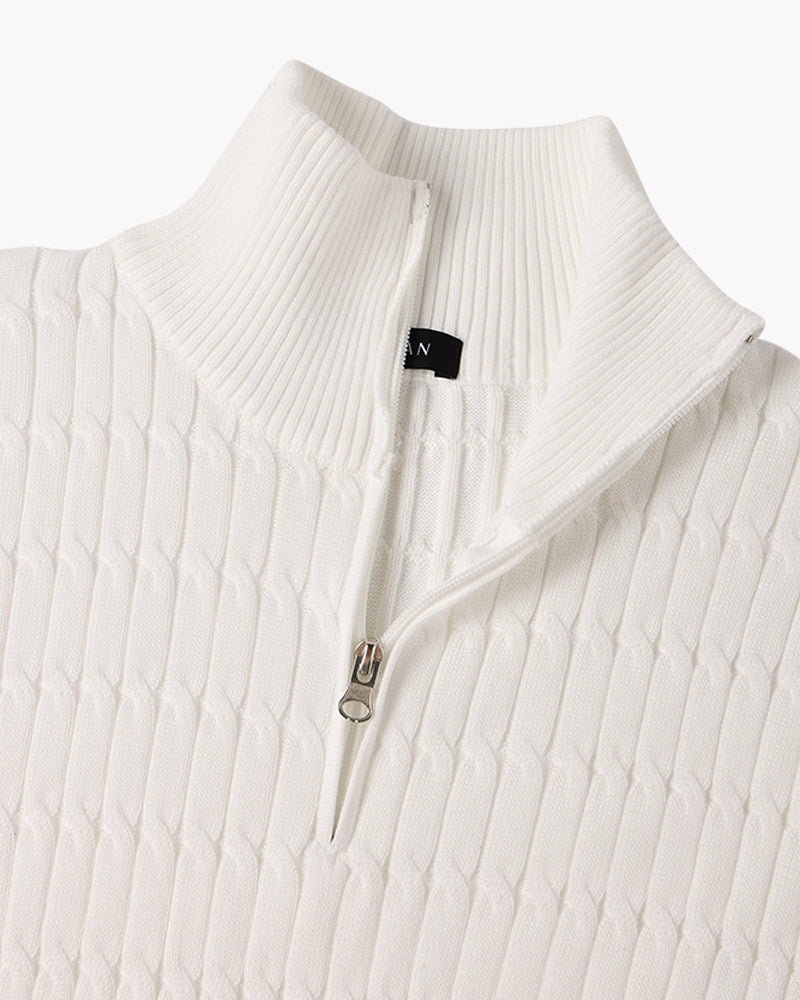 Unisex sweater med høj krave, struktur og lynlås