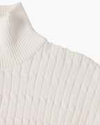 Unisex sweater med høj krave, struktur og lynlås
