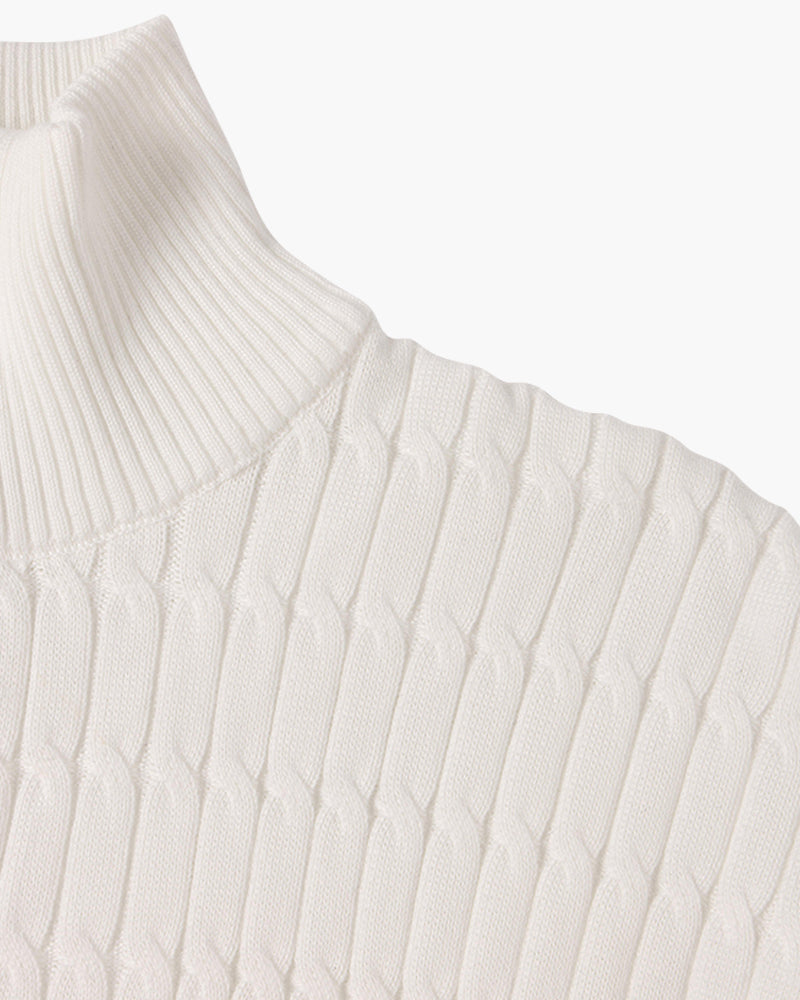 Unisex sweater med høj krave, struktur og lynlås