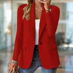 Giacca blazer donna monopetto con revers e tasche
