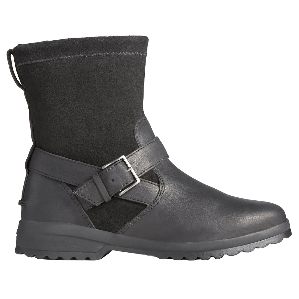 Stivaletti unisex neri con fibbia, suola piatta
