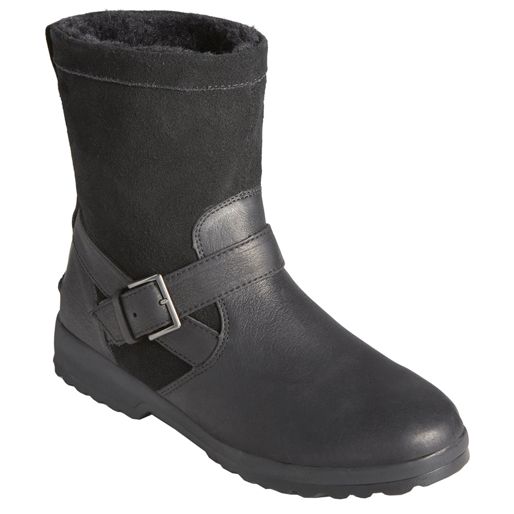Stivaletti unisex neri con fibbia, suola piatta