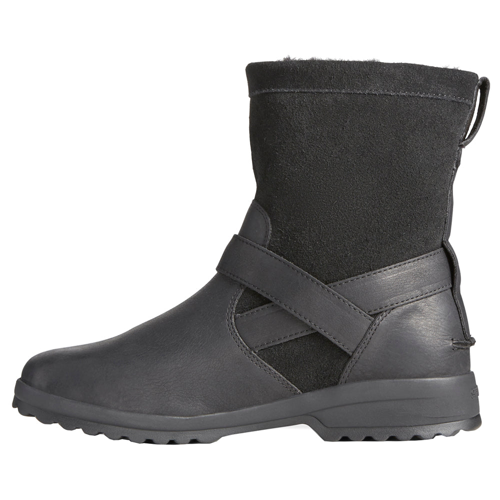 Stivaletti unisex neri con fibbia, suola piatta