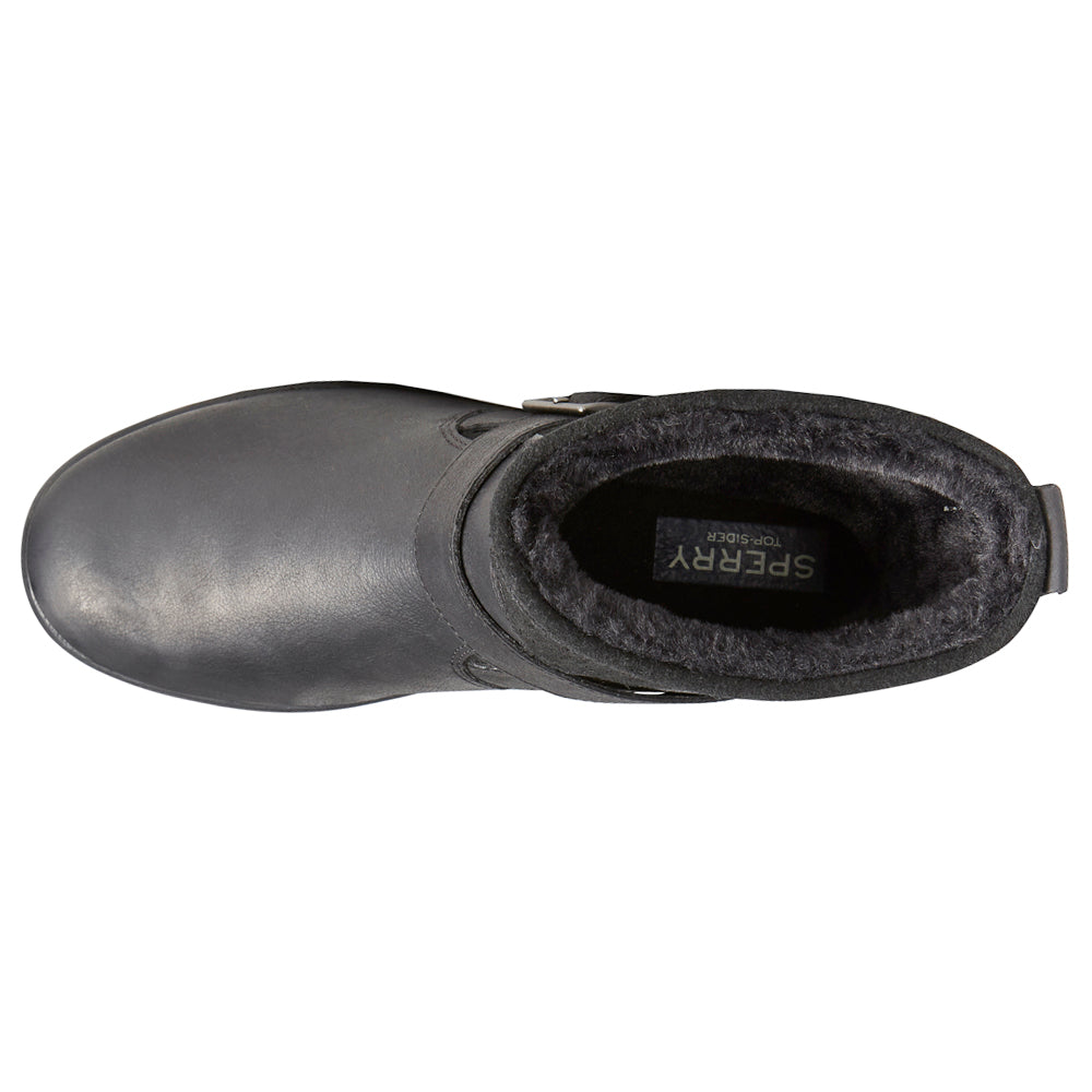 Stivaletti unisex neri con fibbia, suola piatta