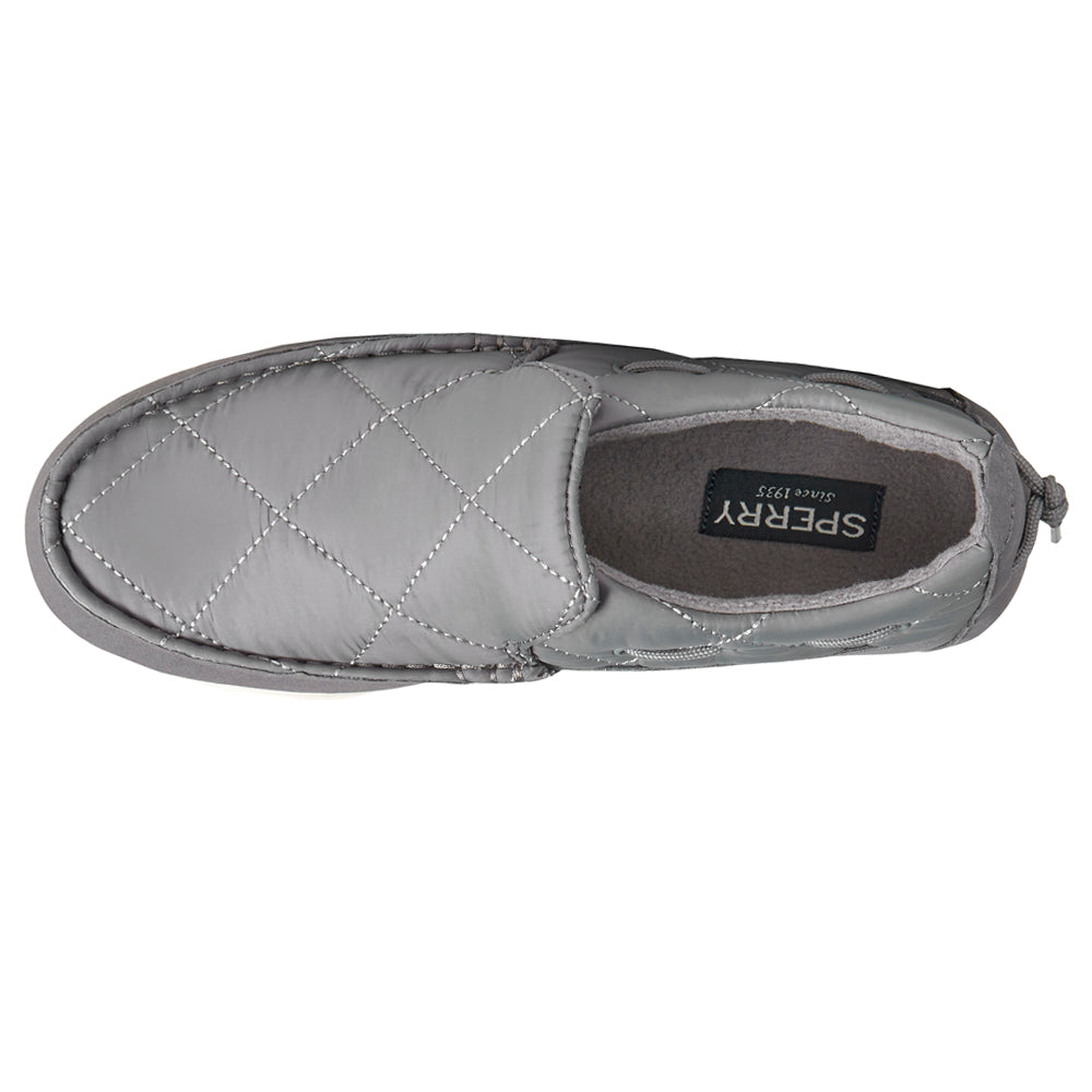 Mocassini donna trapuntati slip-on grigi con suola piatta