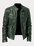 Giacca donna biker con collo alla coreana e cerniera