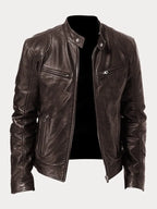 Giacca donna biker con collo alla coreana e cerniera