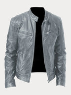 Giacca donna biker con collo alla coreana e cerniera