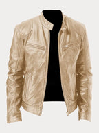 Giacca donna biker con collo alla coreana e cerniera