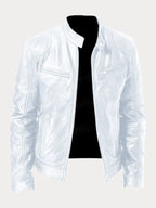Giacca donna biker con collo alla coreana e cerniera