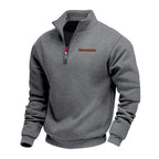 Maglione uomo con collo a listino e cerniera 1/4