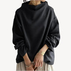 Pull oversize femme noir à large col