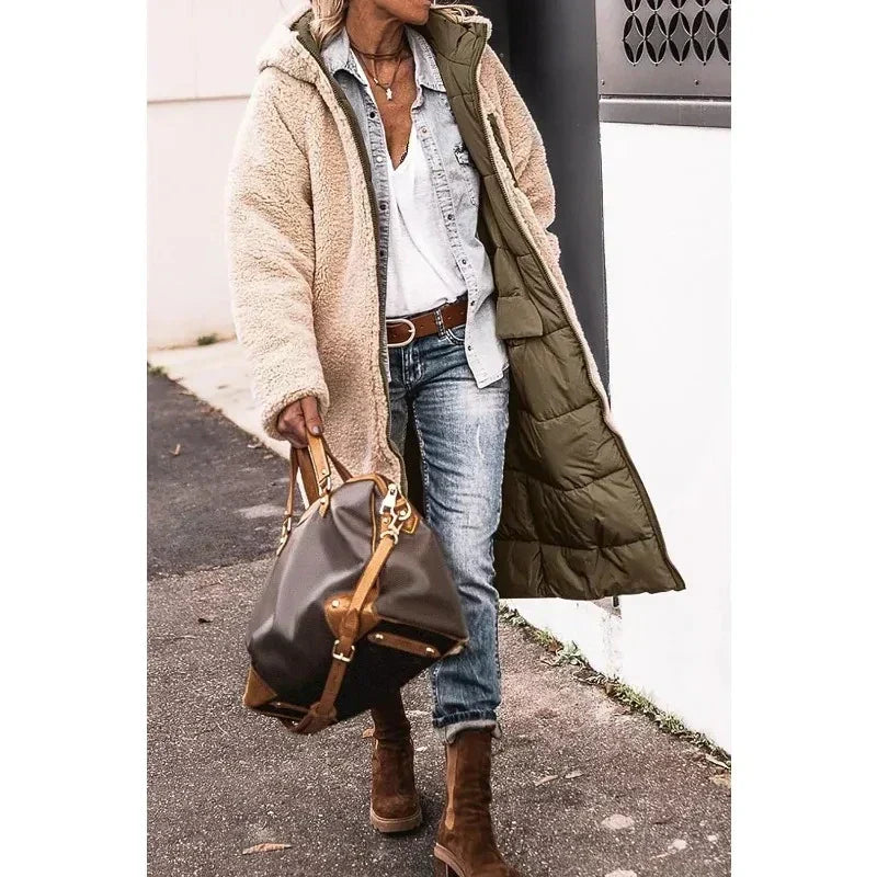 Parka matelassée d'hiver femme à capuche, longue