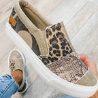 Mocasines de mujer sin cordones de patchwork con estampado animal