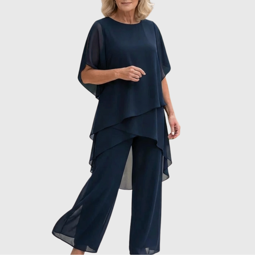 Conjunto palazzo de mulher com top drapeado e calças largas