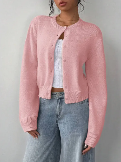 Cardigan en maille femme à boutons et manches longues
