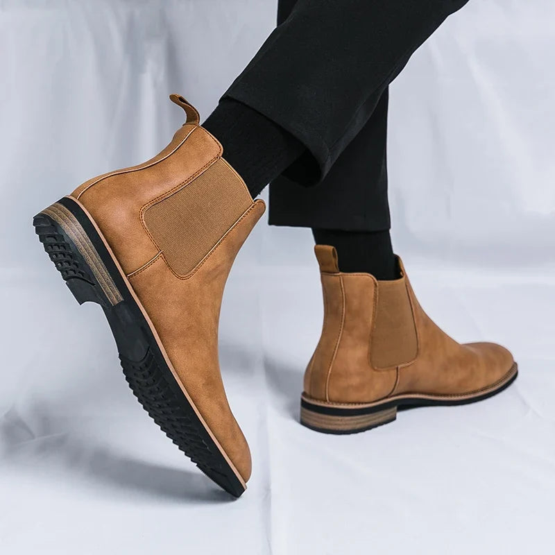 Stivaletti Chelsea unisex con cuciture decorative, alla caviglia