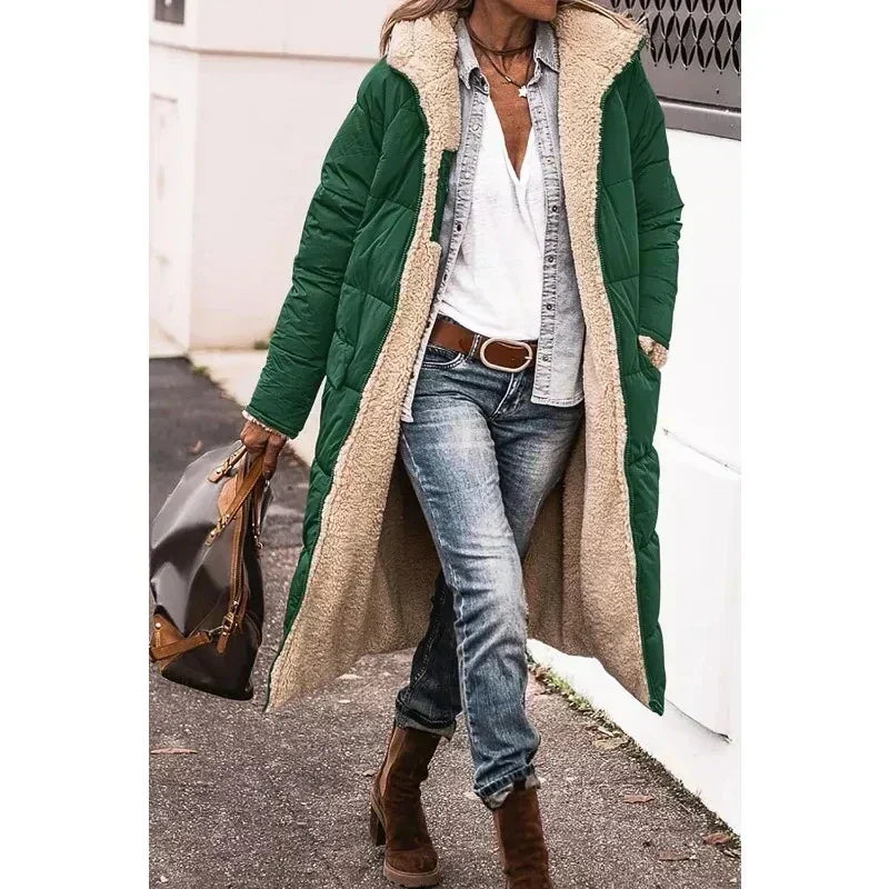 Parka matelassée d'hiver femme à capuche, longue