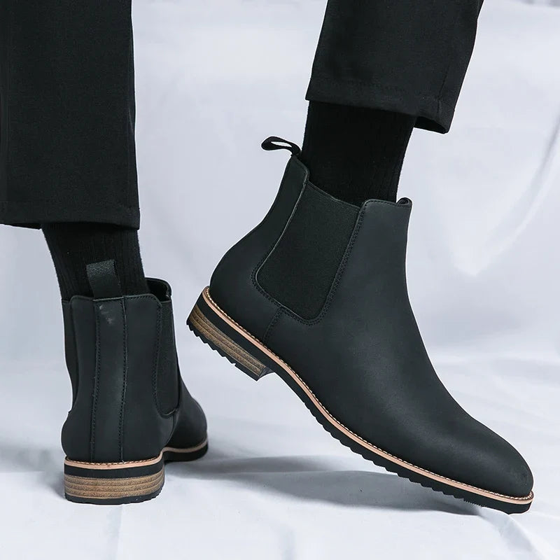 Stivaletti Chelsea unisex con cuciture decorative, alla caviglia