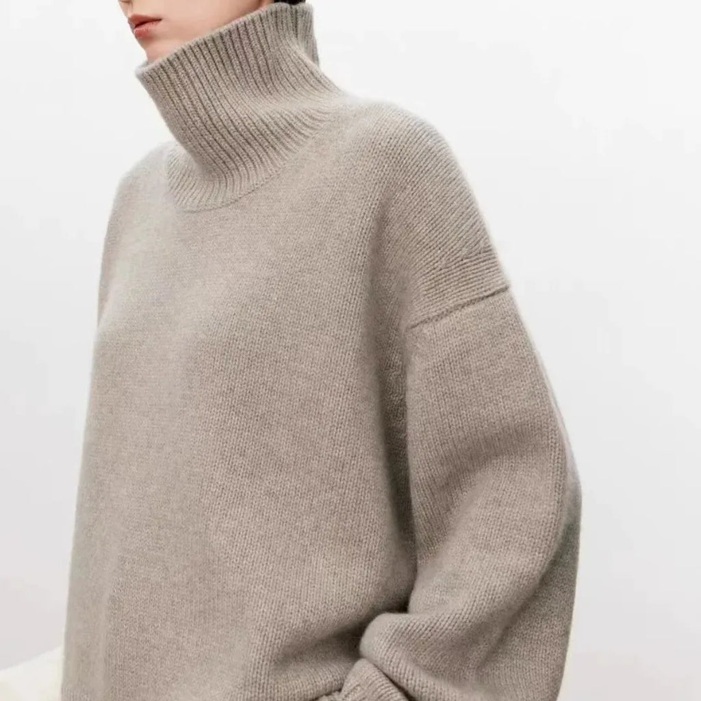 Pull femme col roulé, manches longues