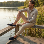 Mocassins homme à enfiler avec surpiqûres et semelle contrastée
