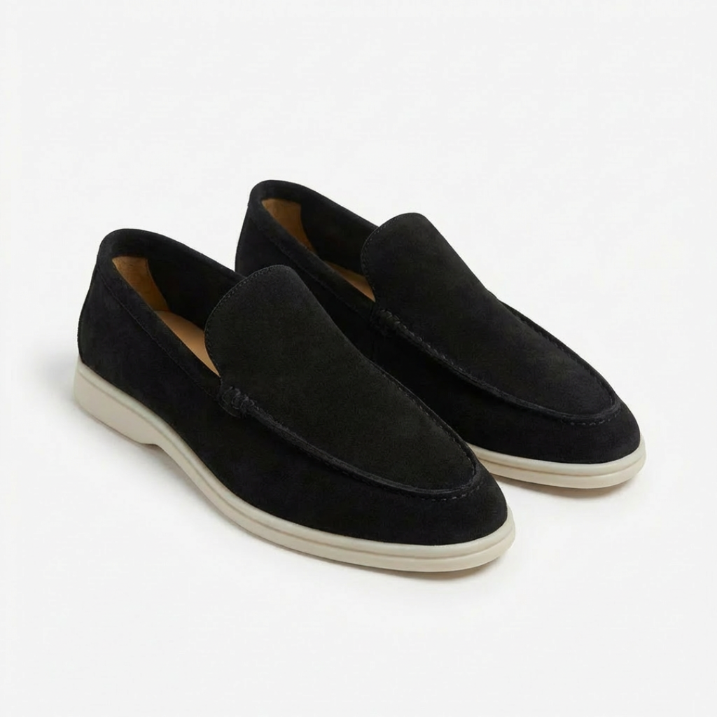 Mocassins homme à enfiler avec surpiqûres et semelle contrastée