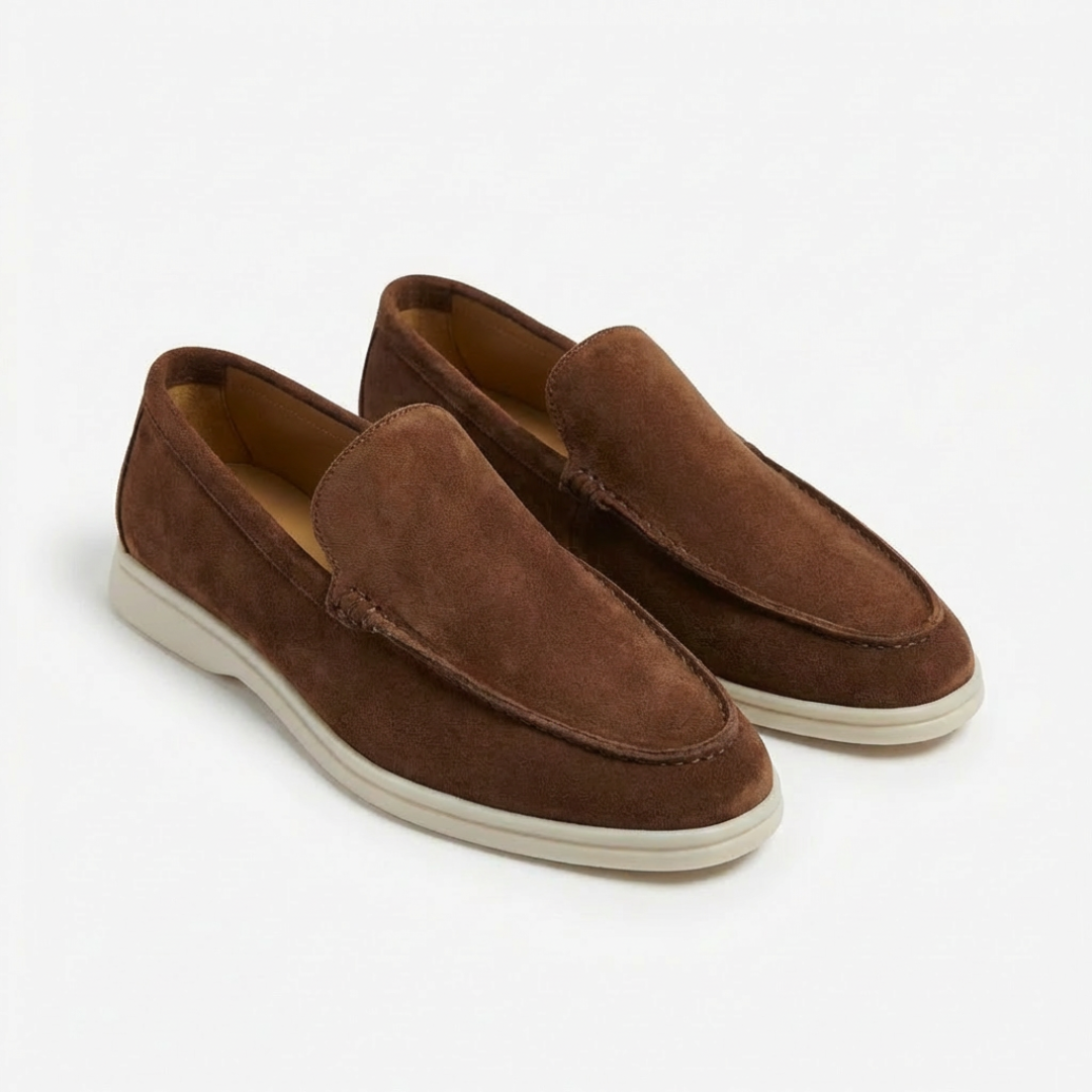 Mocassins homme à enfiler avec surpiqûres et semelle contrastée