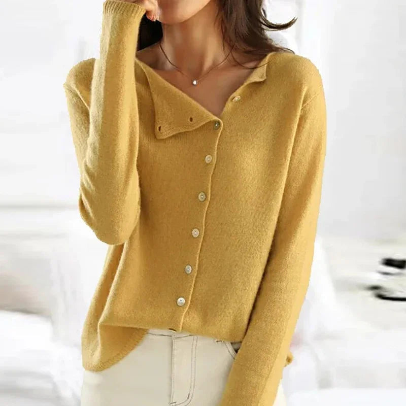 Women's Knit Button-Up Cardigan With Long Sleeves