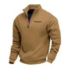 Maglione uomo con collo a listino e cerniera 1/4