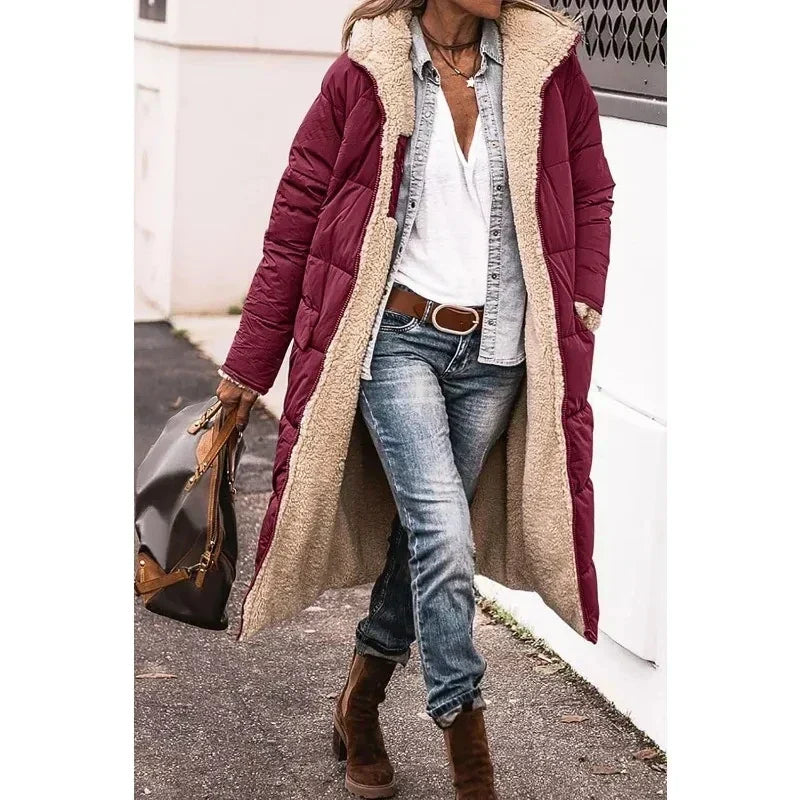 Parka matelassée d'hiver femme à capuche, longue