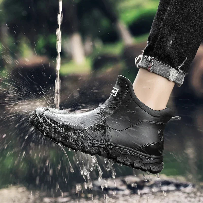 Bottes de pluie femme courtes, à enfiler, semelle résistante