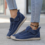 Sneakers til damer med snøring og burrebånd, over anklen