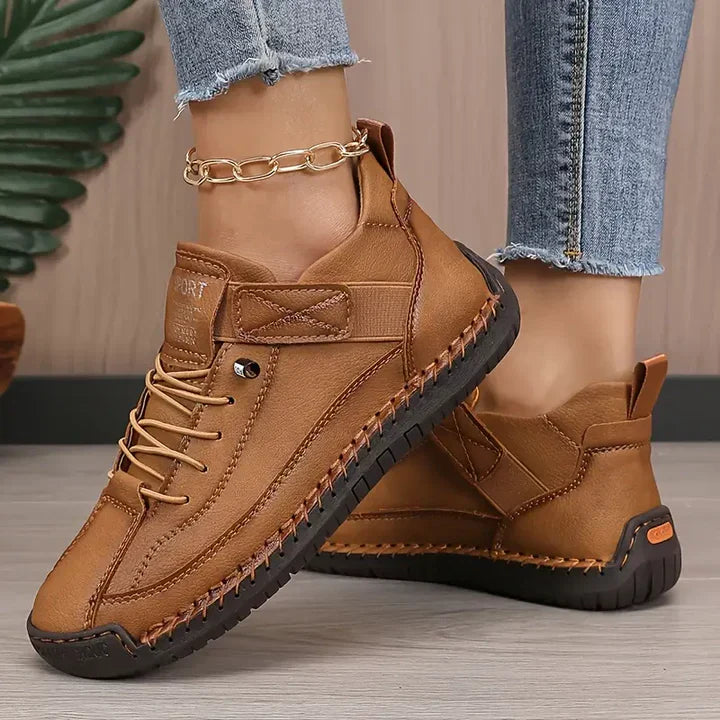 Damskie czarne buty sportowe za kostkę ze sznurówkami i rzepem