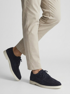 Mocassins homme à lacets, surpiqûres, semelle plate
