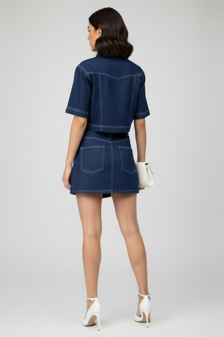 Damski Komplet z Dwóch Części i Krótkim Topem