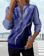 Sweat femme à demi-zip et motif abstrait