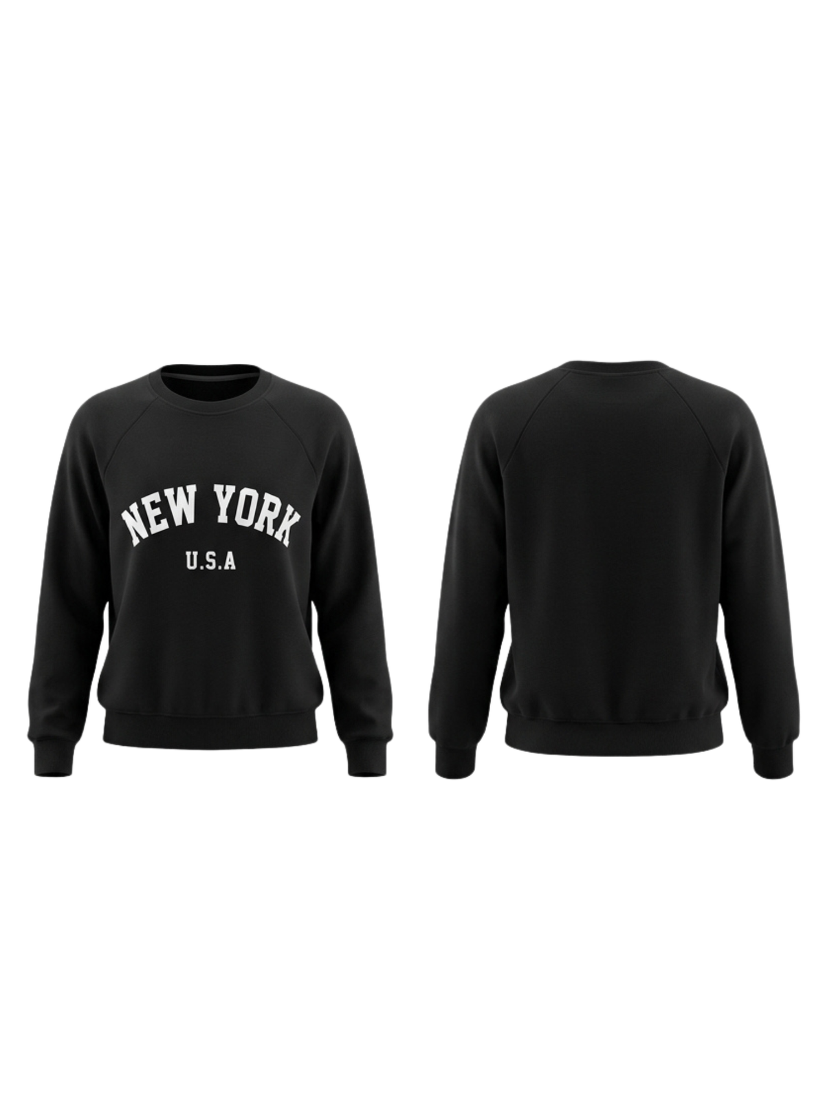 Sweatshirt til damer i sort med New York-tryk og rund hals