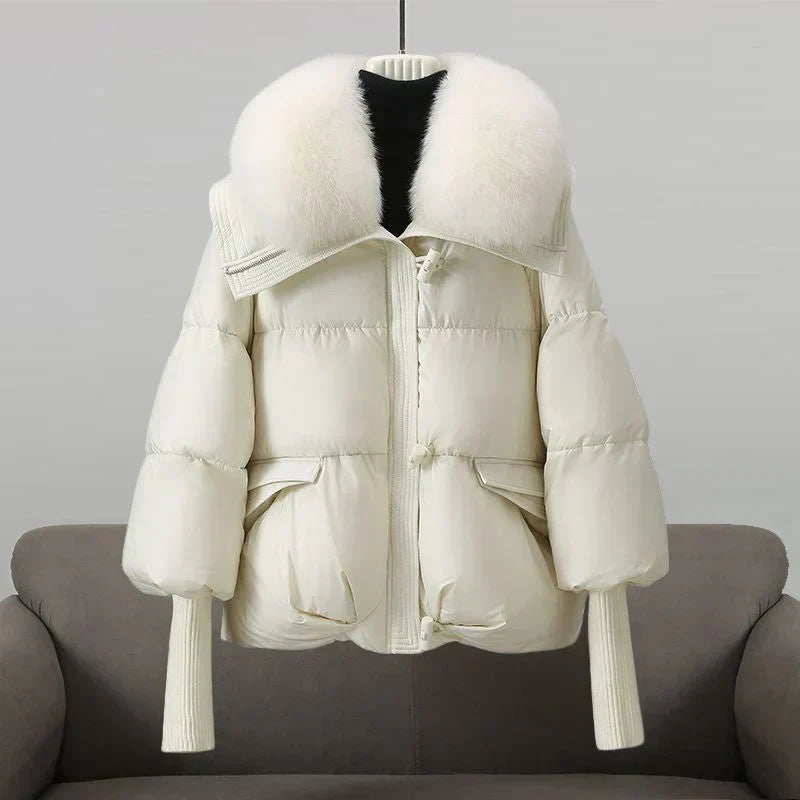 Chaqueta acolchada de mujer con cuello grande esponjoso
