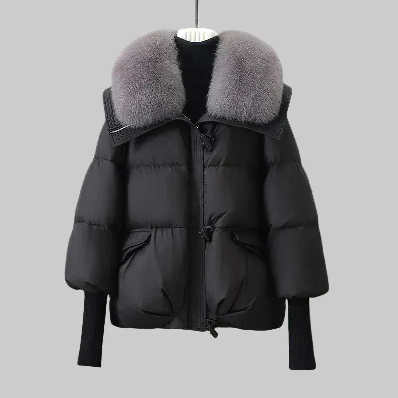 Chaqueta acolchada de mujer con cuello grande esponjoso