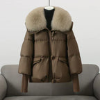 Chaqueta acolchada de mujer con cuello grande esponjoso