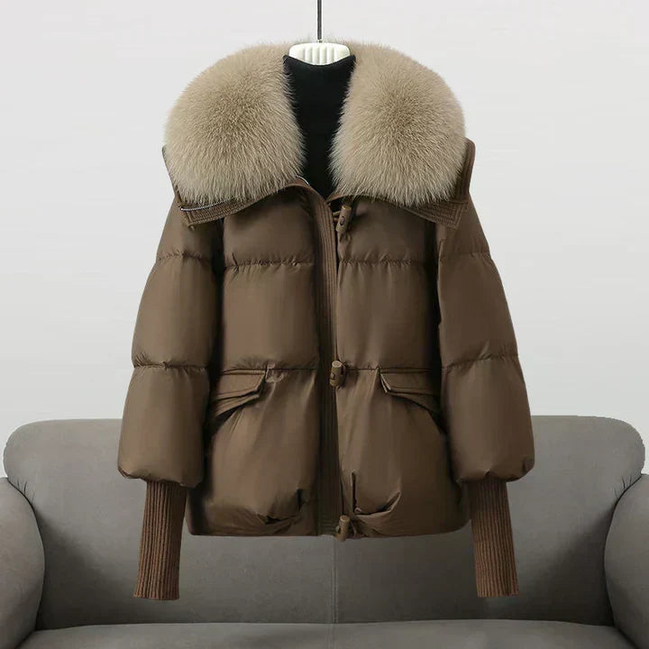 Chaqueta acolchada de mujer con cuello grande esponjoso