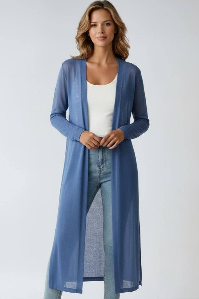 Cardigan de damă lung, deschis, cu mânecă lungă