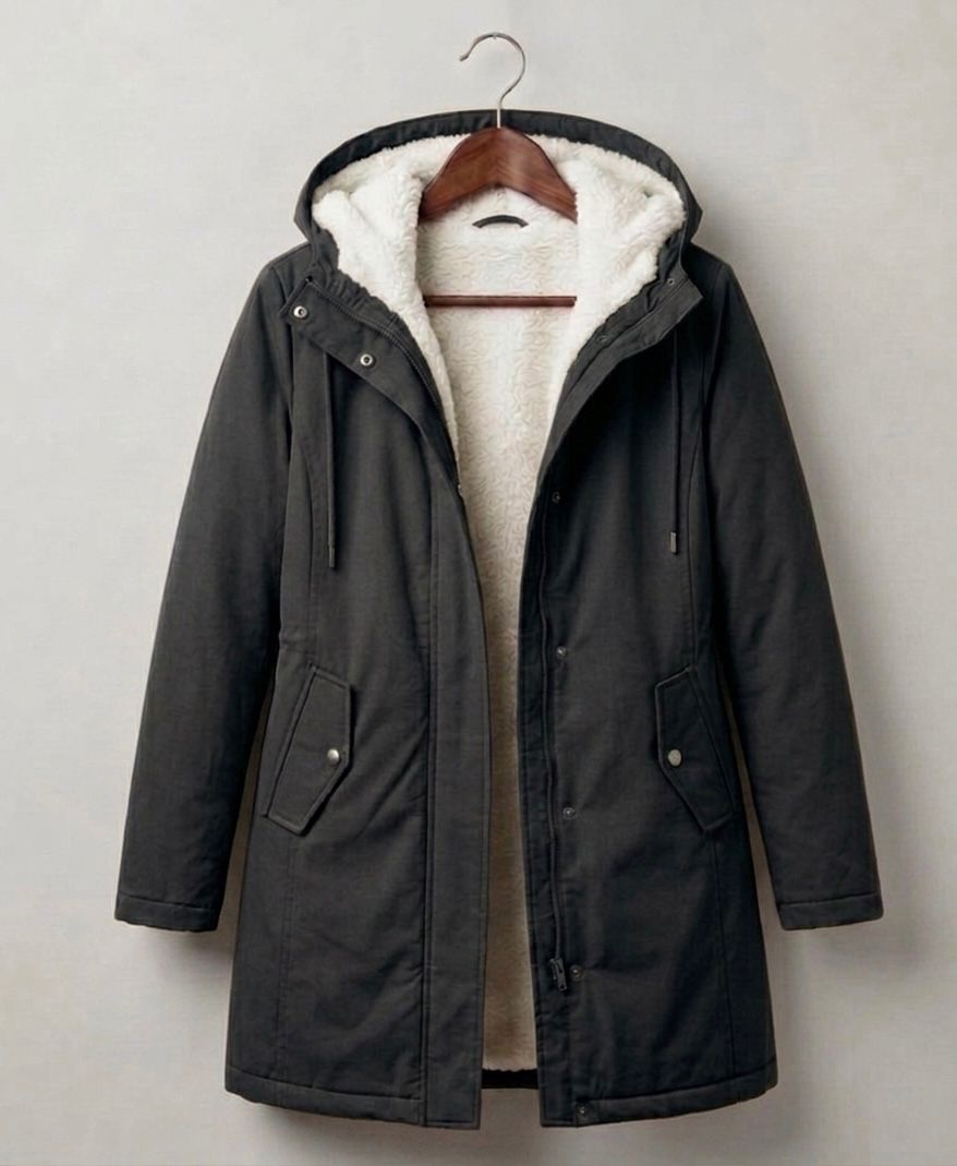 Parka larga impermeable de mujer con capucha